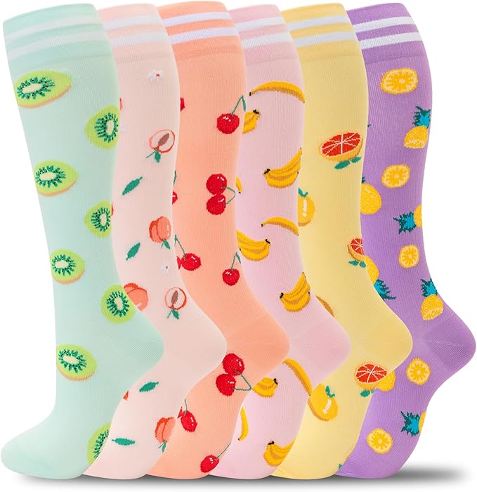 fenglaoda Compression Socks for Women Men Support Circulation 6 Pairs Socks For Nurse, Travel, Flight