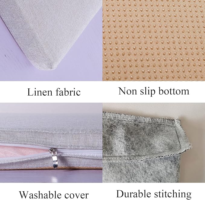 Bench Seat Cushions Memory Foam Chair Pads Non-Slip Rubber Back Indoor Swing/Settee Cushion 44 x14Inch, Beige