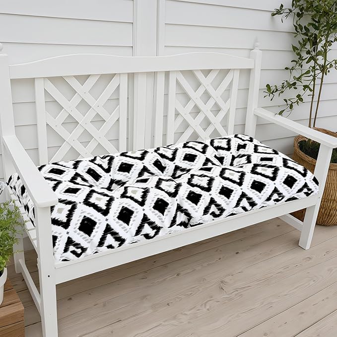 Outdoor Bench Cushion Waterproof, Tufted Bench Seat Cushion 40 x 15 Inch, Patio Wicker Indoor Seat Pads for Outside Garden Patio Balcony