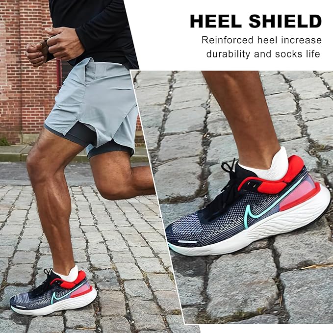 Gonii Men's Running Athletic Ankle Socks - Thick Cushioned Low Cut Socks (5 Pairs)