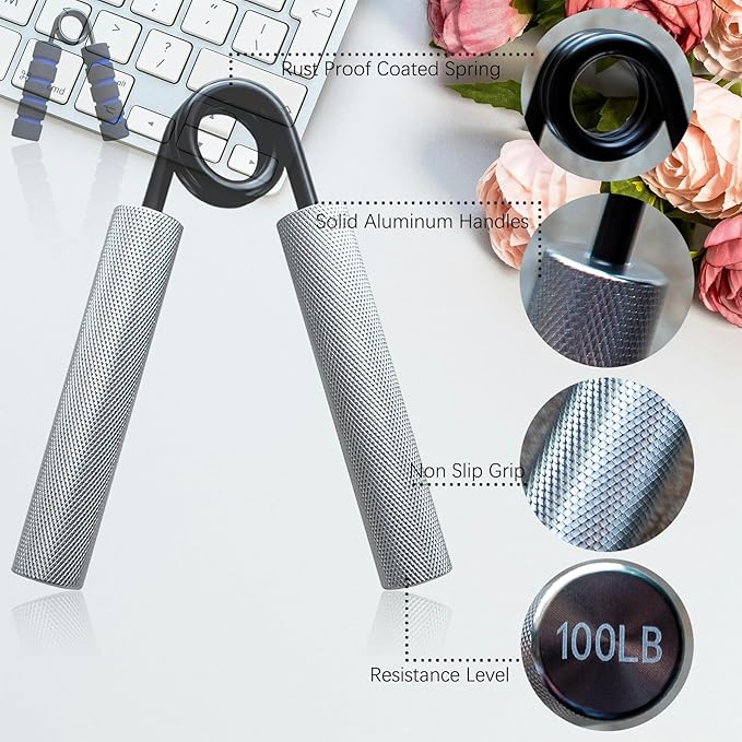 Grip Strength Trainer, Metal Non-Slip Grip,Heavy Duty Grip Strengthener,Wrist Forearm and Hand Exerciser