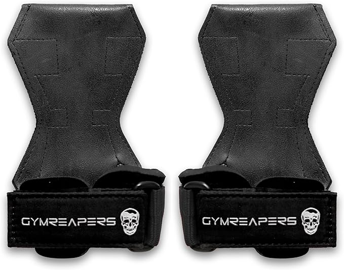 Gymreapers Weight Lifting Grips (Pair) for Heavy Powerlifting, Deadlifts, Rows, Pull Ups, with Neoprene Padded Wrist Wraps Support and Strong Rubber Gloves or Straps for Bodybuilding