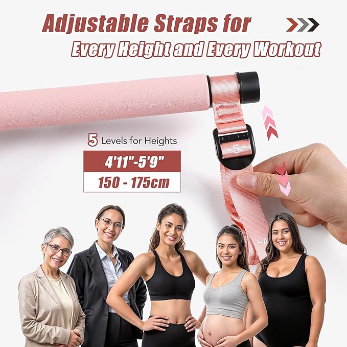 Pilates Equipment Pilates Bar Kit with 6 Fabric Wrapped Resistance Bands 20-180LBS for Women & Men Home Gym Exercise Fitness Full-Body Workouts Multifunctional Yoga Pilates Stick