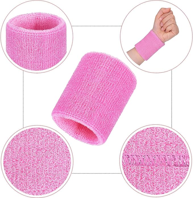 12 Pack Sweatbands Sports Wristband Cotton Sweat Band for Men and Women, Good for Tennis, Basketball, Running, Gym, Working Out
