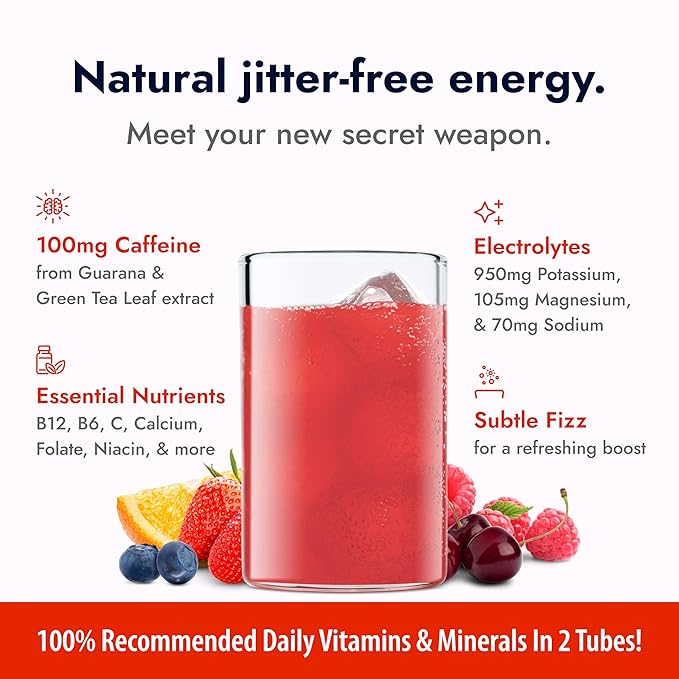 Zipfizz Daily Energy Drink Powder, Fruit Punch, 20 Pack 3-in-1 Sustained Energy, Rapid Hydration, and Essential Vitamins Sugar-Free Electrolyte Powder Contains Vitamin B-12 & Antioxidants