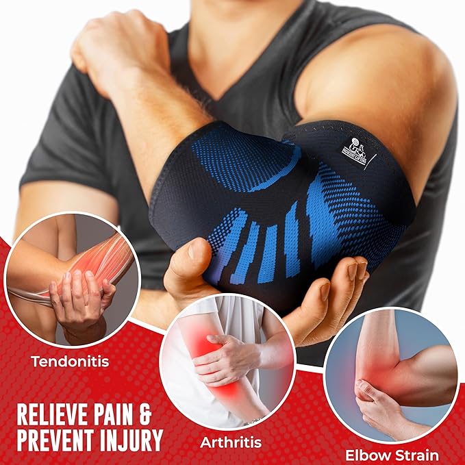 Nordic Lifting Elbow Compression Sleeves (1 Pair) for Men & Women - Support for Pain Relief, Tendonitis, Golfer’s & Tennis Elbow - Weightlifting Brace for Workout, Arm & Joint Recovery