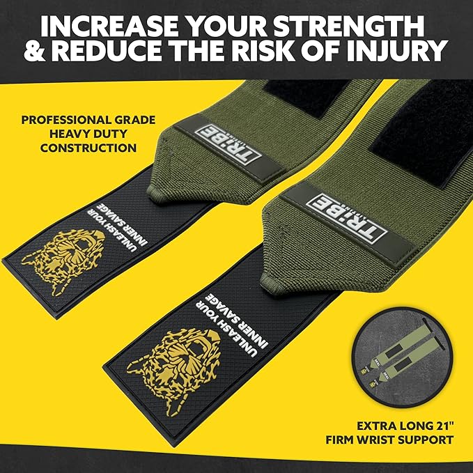 Heavy Duty Wrist Wraps & Lifting Straps – Weightlifting Wrist Wraps for Men with Silicone Grip & Padding – Gym Wrist Straps for Weightlifting
