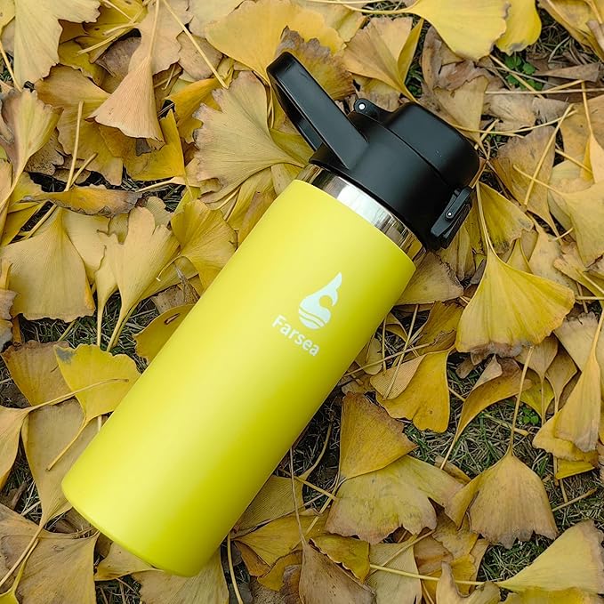 Farsea Insulated Water Bottle, Leak Proof Locking Lid with Soft Silicone Spout, Stainless Steel,Leak Proof, Double Walled Vacuum Insulated, BPA-Free, 24 Hr Cold, Wide Mouth, Sports & Travel Bottle