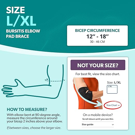 BraceAbility Bursitis Elbow Pad Brace | Compression Arm Sleeve Wrap with Padded Soft Support Cushion for Olecranon Joint Pain, Bursa Protection, Arthritis & Tendonitis Relief (L/XL)