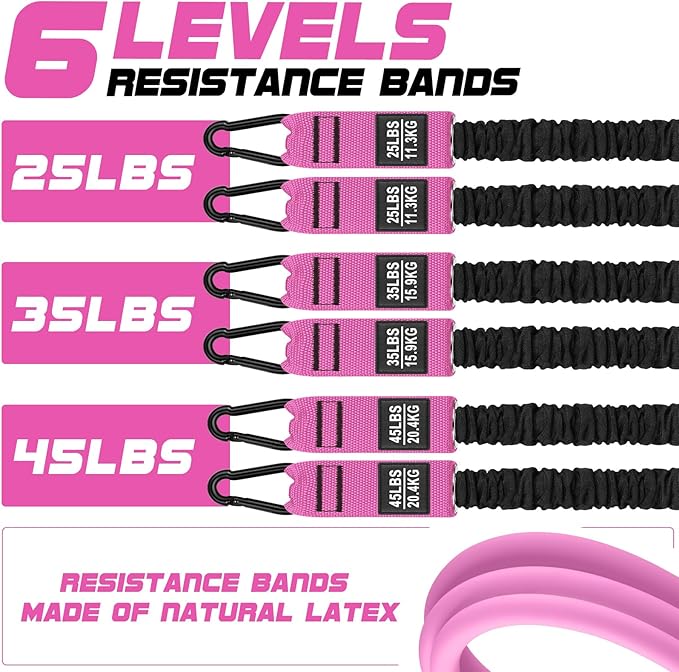 Pilates Bar Kit with Resistance Bands for Working Out, 210lbs Heavy Resistance Bands with Handles, Pilates Equipment with Resistance Band Bar for Men Women, at Home Gym Full Body Workout Equipment