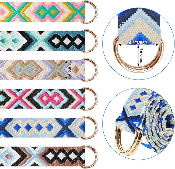 6 Packs Yoga Strap for Stretching Yoga Belt Adjustable Straps for Non Elastic Stretching Strap Exercise Straps for Pilates