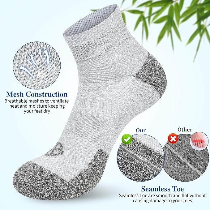 Diabetic Socks for Men,6 Pairs Ankle Mens Diabetic Socks,Diabetic Neuropathy Socks for Men 9-12