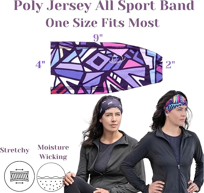 Equestrian Headbands Designed to Wick Moisture and Protect Hair Under Helmets, for Horseback Riding, Biking, and Securing Ear Buds