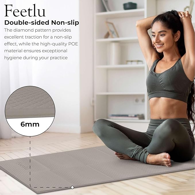 Foldable Yoga Mat, 6mm Thick, Lightweight, Anti-Slip, and Easy to Store – Perfect for Travel, Yoga, Pilates, Home Workouts, and Floor Exercises