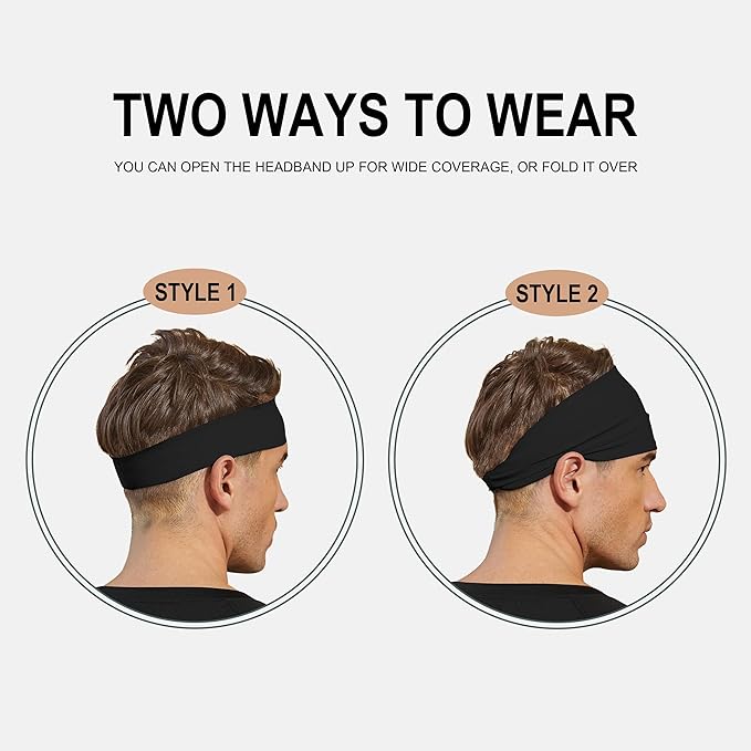 VIMPEP Tenacious Sports Headbands for Men Soft Feeling Non Silp Sweatband Workout Headband for Running,Cycling,Basketball,Tennis,Yoga Fitness Stretchy Quick-Dry Hairband for Unisex (3/4/6 Pack)