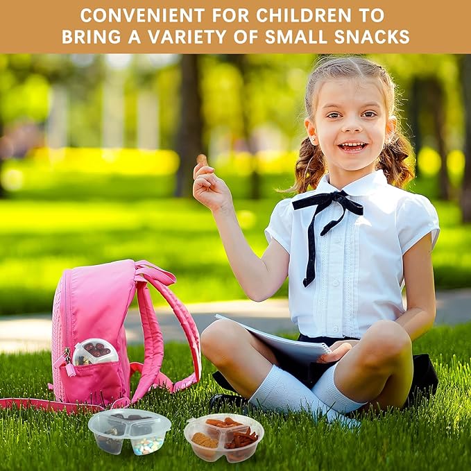 20 Piece Container Set, Reusable Snack Containers with, Lids Three Compartment Sauce, Mini for Kids and Adults, Disposable Snack Packaging Containers