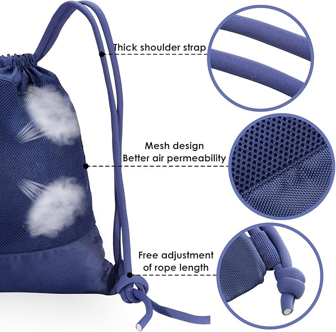 GAENMESH Drawstring Backpack Bag for Sports Lightweight Foldable Gym Bag with Sturdy Draw Cord Shoulder Strap Hiking Travel Camping