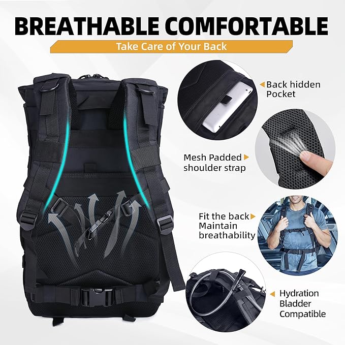 gracedon Military Tactical Backpack 40L for Camping Travel Hunting Hiking Bug Out Bag Molle Rucksack for Men