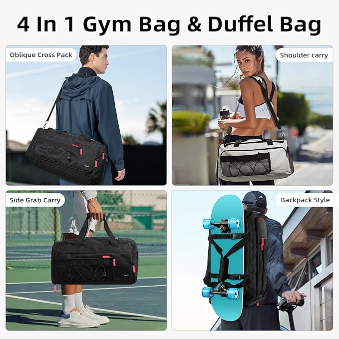 CLUCI Gym Bag for Men & Women, 35L Sports Duffle Bag for Travel,4 in 1 Weekender Bag,Overnight Backpack with Shoe Compartment,Carry on Duffel Bag for Airplane