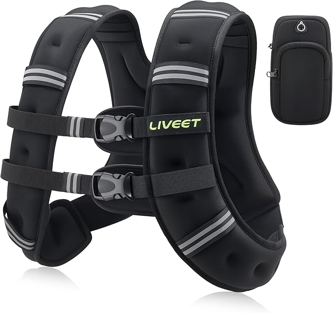 Weighted Vest Women with Pocket, SGS Certified Weighted Vest for Men, 5 10 15 20 25 30 lb Weight Vest with Reflective Strips Adjustable Buckle Straps for Walking Running Strength Training Cardio Workout