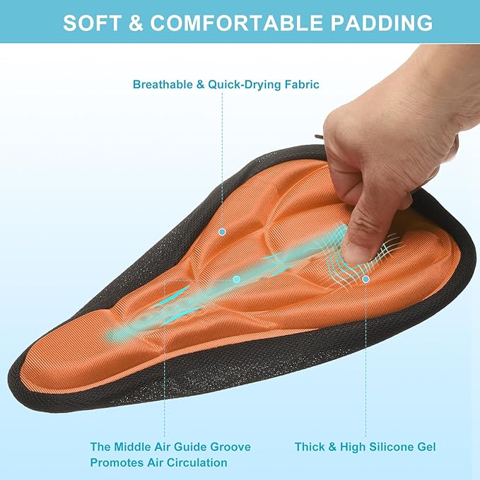 HARFINGTON Bike Seat Cover Bicycle Saddle Cushion with Drawstring Large Comfortable Gel Padded Oversized Paddle for Men Women