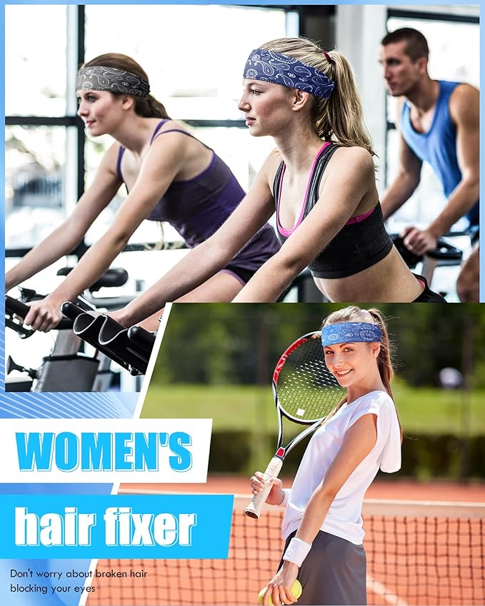 18 Pcs Sports Sweatbands for Men Women Camo Headbands Workout Non Slip Headbands Breathable Head Band Fitness Stretchy Unisex Hairband for Yoga Running Cycling Ball