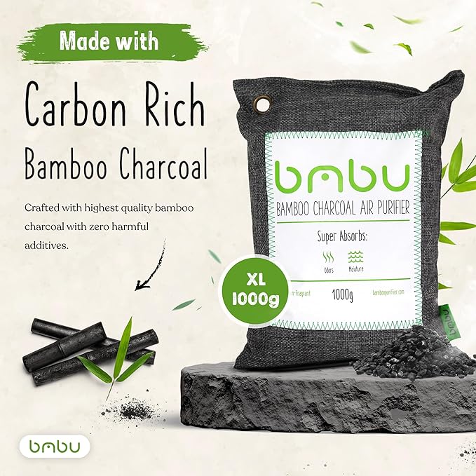 1000g Large Bamboo Charcoal Air Purifier Bag - Car Deodorizer Freshener - Remove Odor and Control Moisture in Your RV, Camper, SUV, Truck, Closet, Mobile Home, Storage - Non fragrant 1kg
