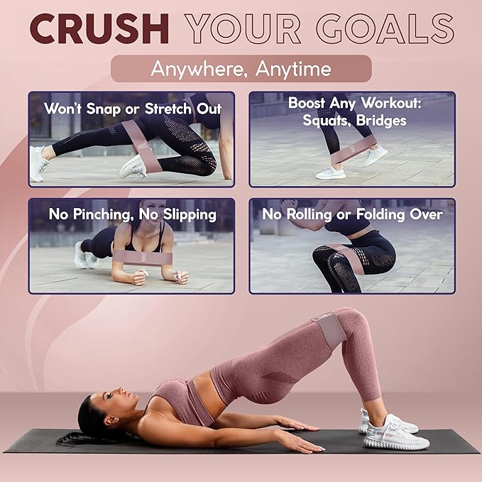 Premium Fabric Resistance Bands for Glutes & Legs – Set of 3 | Non-Slip, Elastic, Durable, Includes Travel Bag, Workout Guide & Digital Challenges