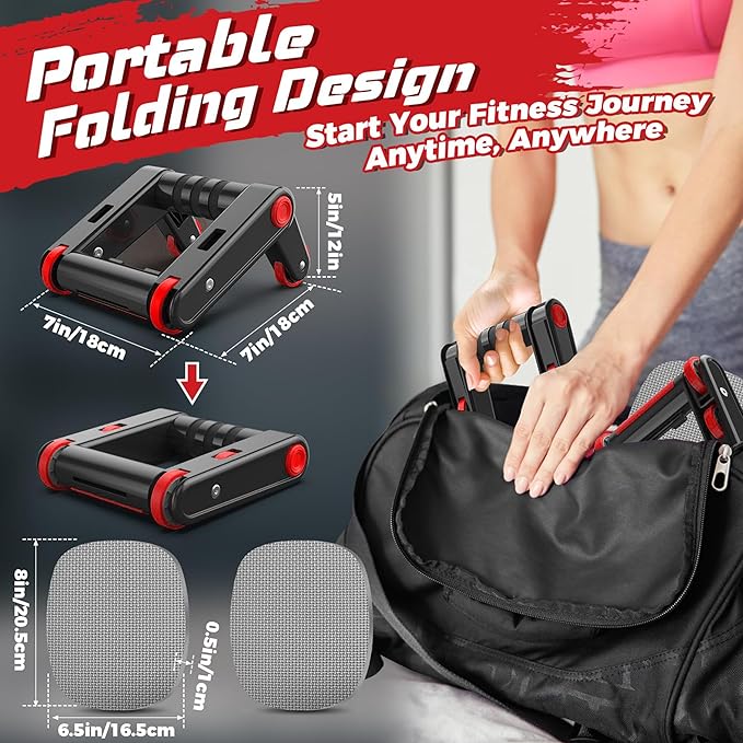 Heavy-Duty Push Up Bars & Ab Roller Wheel Set – 2-in-1 Core Strength Training Equipment for Home Gym, 500LB Capacity, Non-Slip Handles with Knee Pad for Men and Women