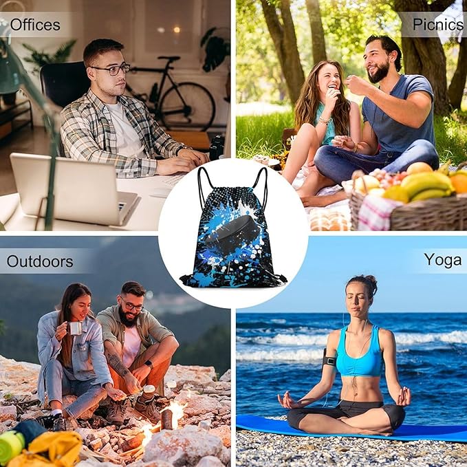 Hockey Drawstring Backpack - Cool Cinch Sack, String Backpacks for Kids Women Men Boys Girls for Gym Outdoor Sports Travel Athletic Drawstring Bag - Lightweight/Foldable