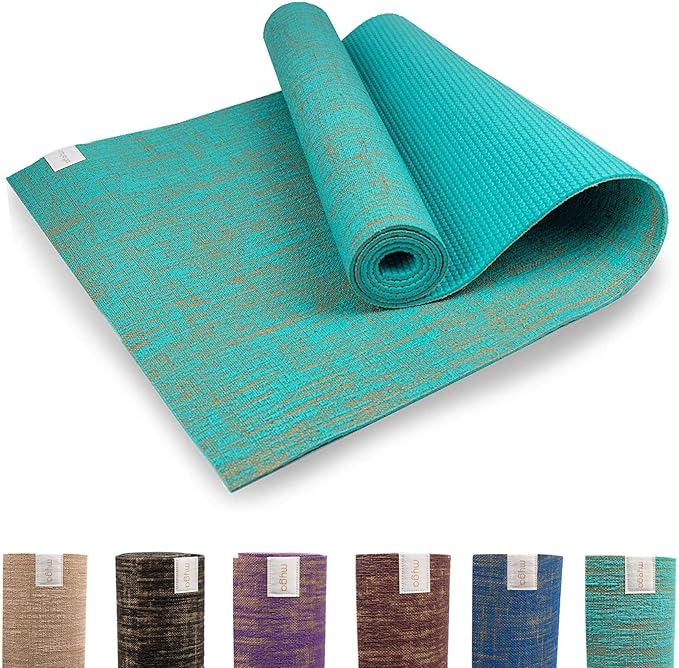 Myga Jute Yoga Mat, High Performance Vegan Floor Exercise Mat, Eco Friendly Biodegradable Yoga Mat with PVC Backing,72" x 24", 0.2" Thickness
