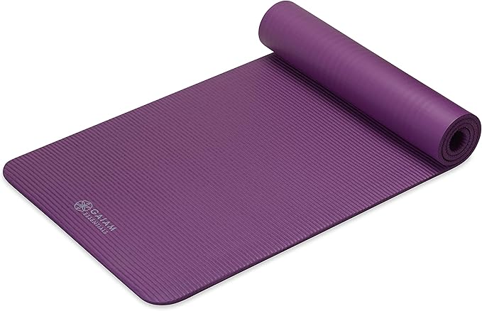 Gaiam Essentials Thick and Thin Yoga Mat Fitness & Exercise Mat with Easy-Cinch Carrier Strap