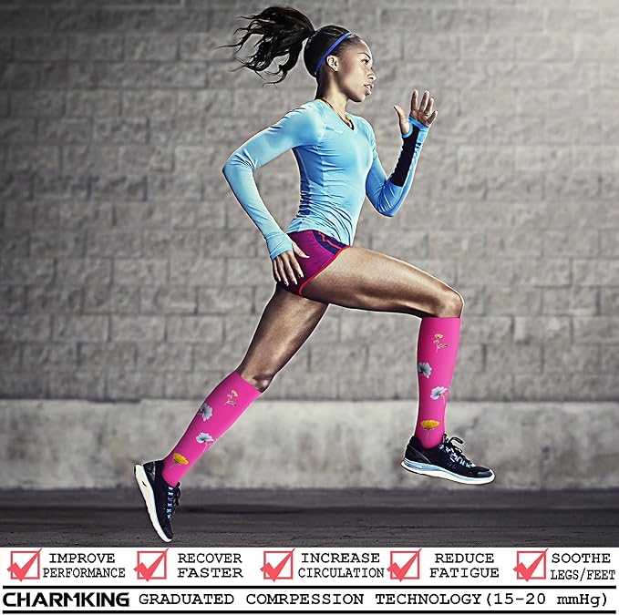 CHARMKING Compression Socks for Women & Men Circulation (8 Pairs) 15-20 mmHg is Best Support for Athletic Running,Hiking