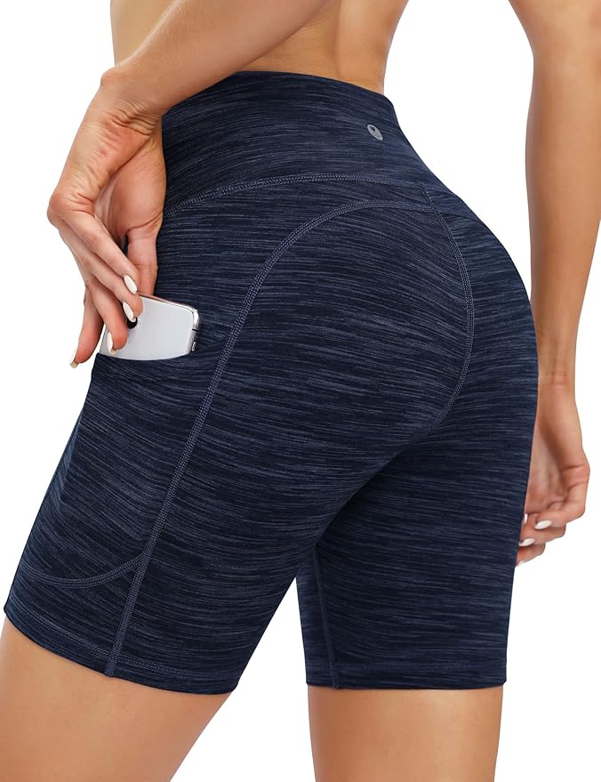 IUGA Biker Shorts Women 6" Tummy Control Workout Shorts Women with Pockets High Waisted Yoga Running Gym Spandex Compression