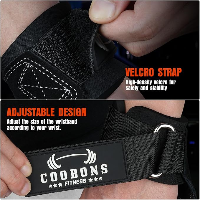 Lifting Wrist Straps for Weightlifting, Double Layer Leather for Weight Lifting Wrist Wraps, Deadlifts, Heavy Powerlifting and Adjustable Wrist Hooks for Strength Training, Gym Workouts Men/Women