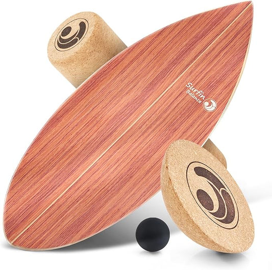 Wooden Balance Board - unique [incl. corc roller, corc hemisphere and balance ball] Balance Board Kids - Balance Boards for Adults - Indo Board Mobo Board Gibbon Board Giboard Slackboard Balancing