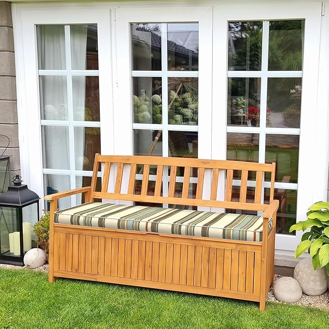 Outdoor Bench Cushion, Patio Furniture Cushion 42 x 18 x 3 Inch, Water Resistant Garden Sofa Swing Pad Settee Loveseat Couch Replacement Cushion, 1 Pack,Stripe Onyx