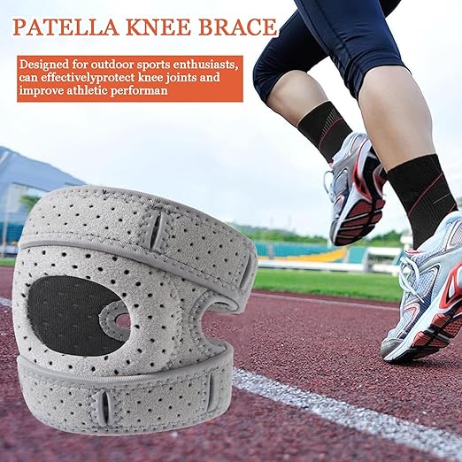 ZRW 2PCS Knee Brace,Knee Brace for Women Men,Adjustable Knee Support with Side Stabilizers Running Workout(Grey)