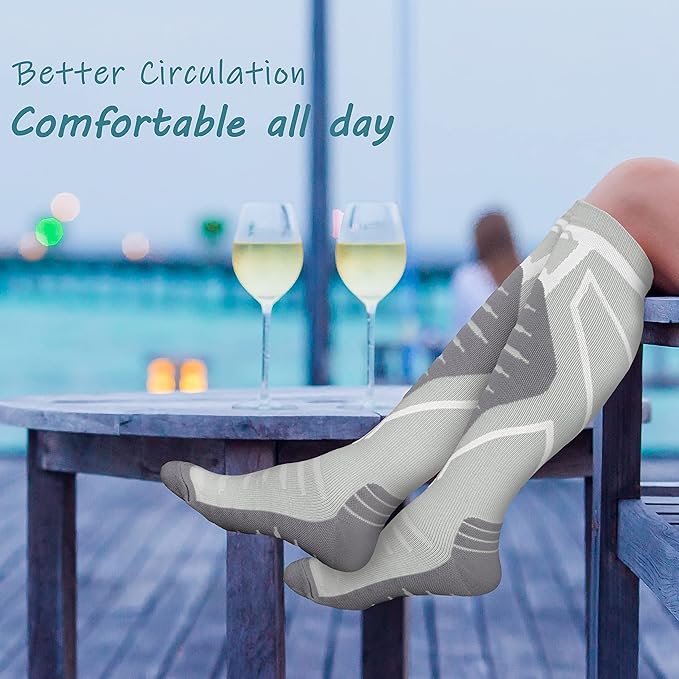 Compression Socks for Men & Women 20-30 mmHg Knee High -Best Support for Medical, Athletic, Sports, Travel (1/2Pairs)