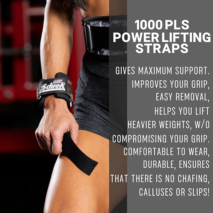 Schiek Sports 1000-PLS Deluxe Power Lifting Wrist Straps - Weight Lifting Wrist Wraps