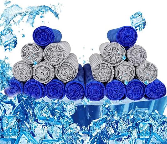 Cooling Towel 20 Pack (40"x12") Ice Towels, 160GSM Soft Breathable, Super Absorbent, Quick Cold Towel, for Bowling, Yoga, Travel, Camping, Golf, Football, Hiking, Outdoor Work