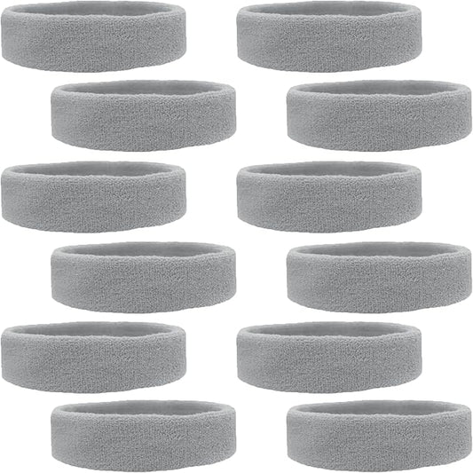 12 Sweatbands Cotton Sports Headbands Terry Cloth Moisture Wicking Athletic Basketball Headband by Kenz Laurenz