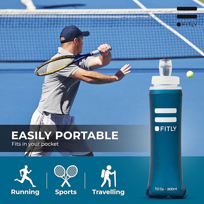 Soft Flask - Shrink As You Drink Soft Water Bottle for Hydration Pack - Folding Water Bottle Ideal for Running, Hiking, Cycling, Climbing & Rigorous Activity