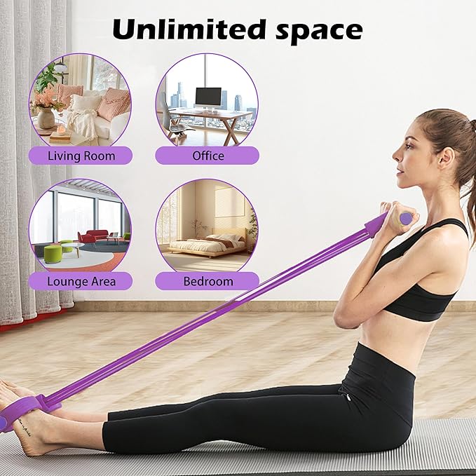 Multi-Function Tension Rope Band & Pedal Puller Resistance Band, 6-Tube Elastic Yoga Pedal Puller Resistance Band, for Abdomen/Waist/Arm/Leg Stretching Slimming Training