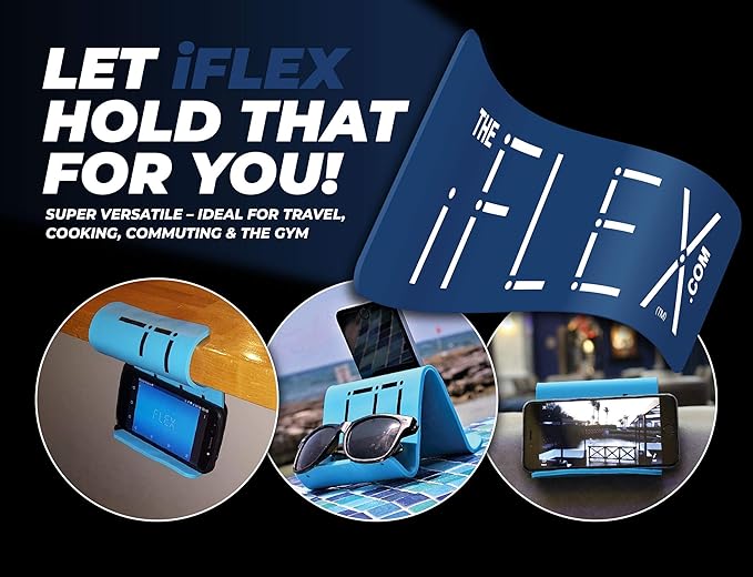 iFLEX Buddy Cell Phone and Tablet Stand Companion - Ideal for Air Travel, Work, and Home Use - Flexible Holder for All Mobile Devices - The Ultimate iPhone Cell Phone Stand Solution