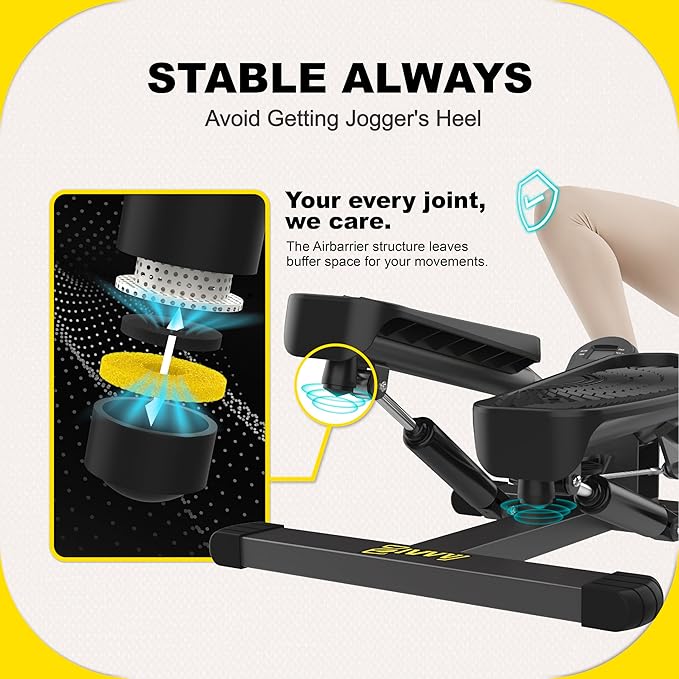 Stepper Machine with Resistance Bands, Mini Stepper with 300LBS Weight Capacity, Twist Stepper for Full Body Workout, Adjustable Step Height, Smooth and Quiet, Step Machine for Men Women