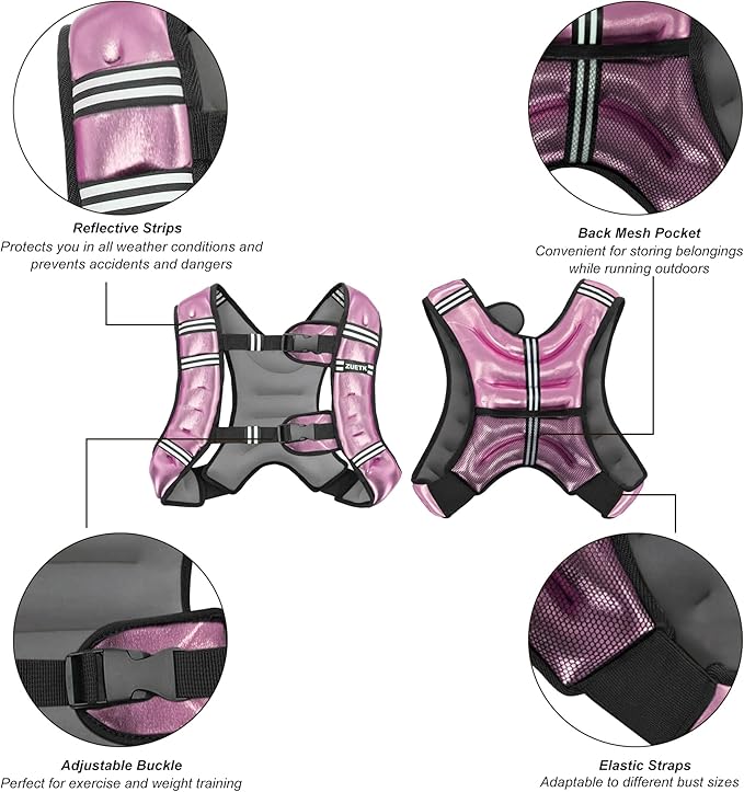 Weighted Vest, 6lb/8lb/12lb/16lb/20lb/25lb/30lb Weight Vest with Reflective Stripe, Weighted Vest for Men Women Workout Equipment for Strength Training, Running, Jogging, Fitness, Weight Loss