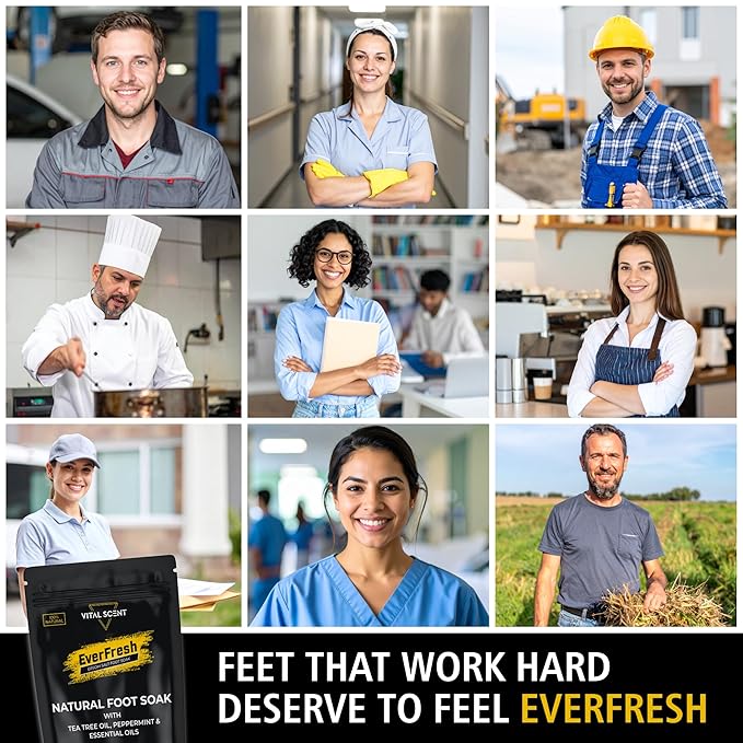 Heavy Duty Tea Tree Oil Foot Soak - Epsom Salt for Soaking for Odor & Footbath to Soften Calluses - Athletes Foot - Nail Discoloration - Relaxing Pedicure Soak - Dry Skin & Rough Heels - 16oz