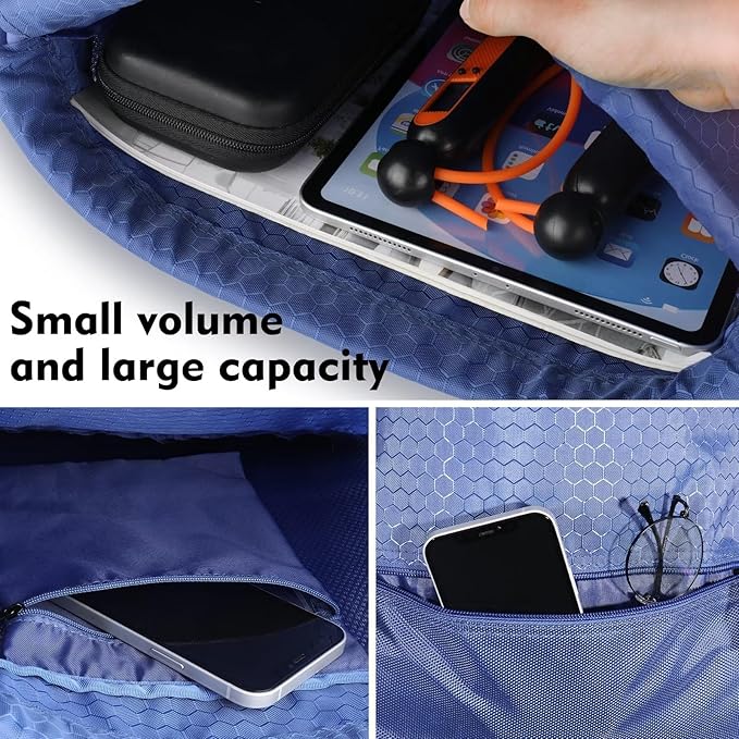 GAENMESH Drawstring Backpack Bag for Sports Lightweight Foldable Gym Bag with Sturdy Draw Cord Shoulder Strap Hiking Travel Camping