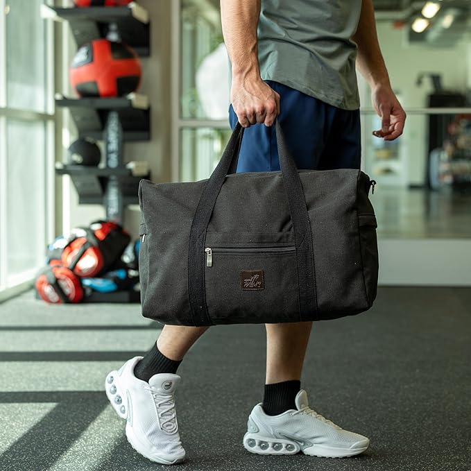 Duffle Bag – Multipurpose Canvas Bag for Travel, Gym, Weekender, Carry On & More – Durable, Spacious, Unisex Overnight Bag for Men & Women – Perfect for Sports, and Everyday Use (Black)